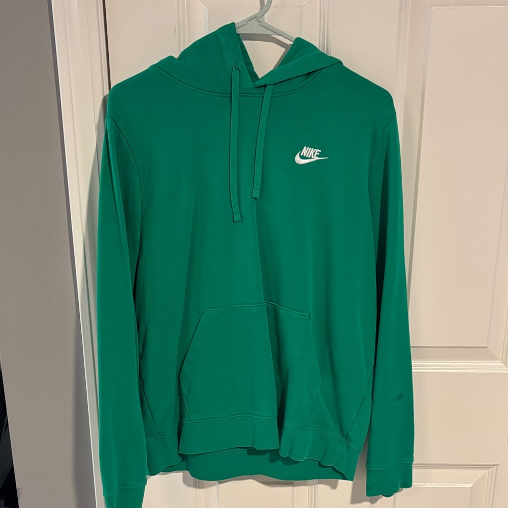 Nike Hooded Pullover Sweatshirt in Emerald Green with White Logo